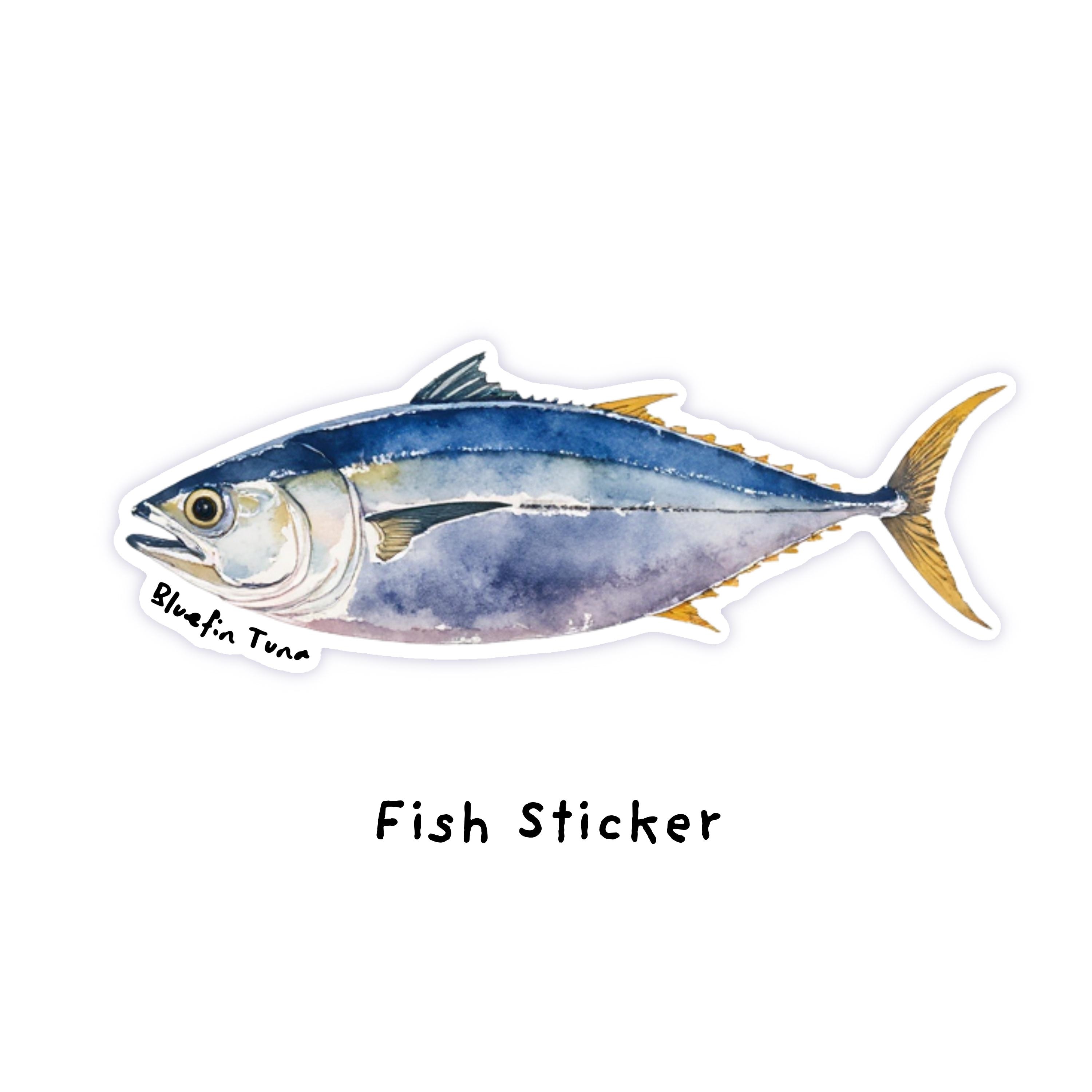 Gt Fish Sticker 50 Pcs Fish Sticker, Waterproof, Vinyl, Trout, Tuna, Salmon, Bass ...
