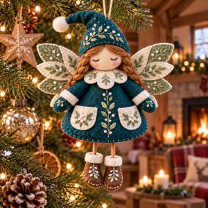 Woodland Winter Angel Sewing Pattern PDF, Christmas Fairy Ornament, Fabric Doll Tutorial