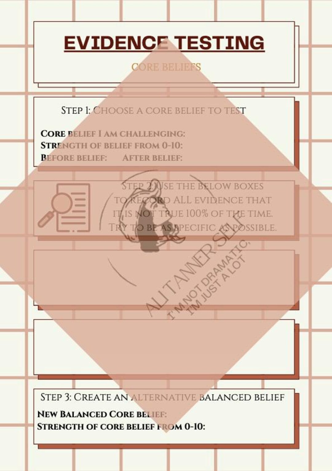 Evidence Testing Negative Core Beliefs - Etsy