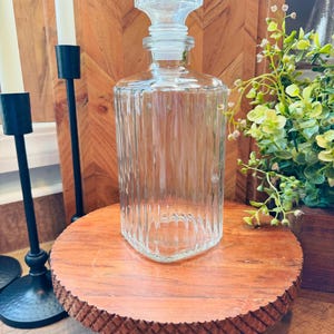 Vintage Ribbed Glass Decanter with Stopper