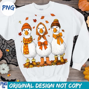 Cozy Goose Fall PNG: Autumn Leaves, Scarves, and Boots (Digital Download)