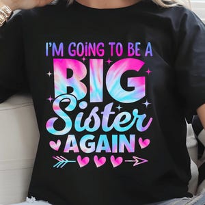 Big Sister Announcement PNG: Pastel Colors, Sublimation Design (Digital Download)