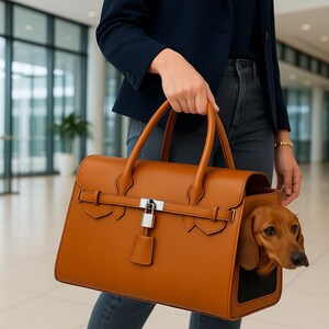 Elegant lady carrying breathable pet carrier luxury dog carrier puppy purse