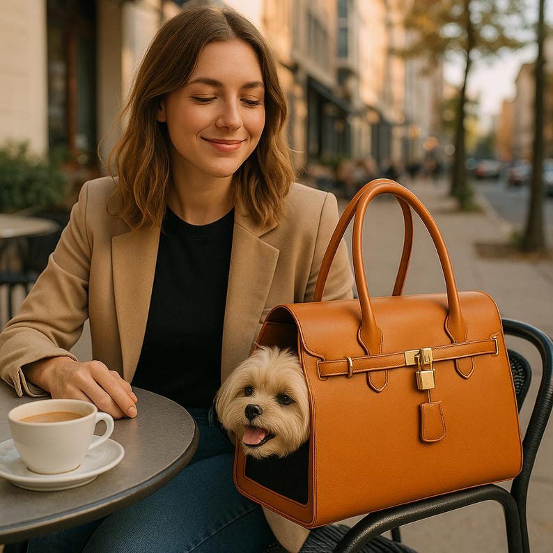 Puppy peeking from breathable pet carrier small dog travel tote stylish handbag