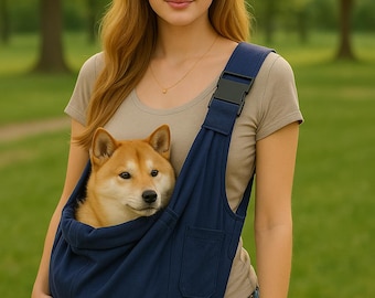 Trasportino per animali domestici blu navy: borsa regolabile per cani e gatti a mani libere