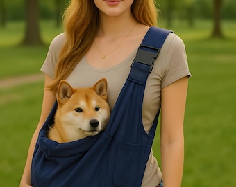 Navy Blue Pet Sling Carrier: Adjustable Hands-Free Cat Dog Tote