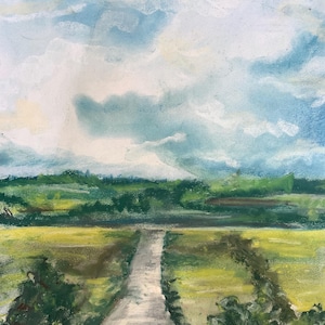 Originalkunstwerk, Landschaftsmalerei, Pastellmalerei, 23 x 34 cm, Melinda Kordich Original, Long Road Home orirnal Art