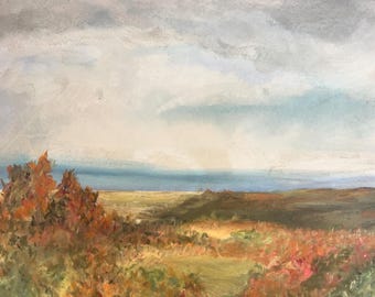 Original landskapspastellmålning: Impressionistisk konst (14 x 17)