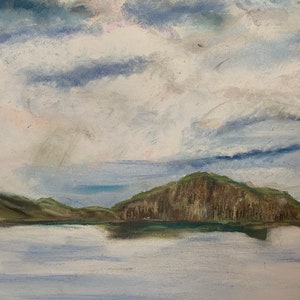 Original Pastel Painting: Ocean Cliffs Landscape Art (24x18)