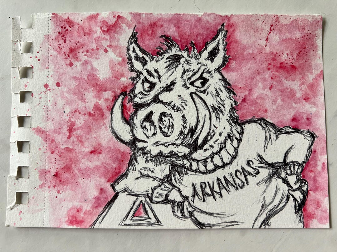 Razorback Watercolor - Etsy