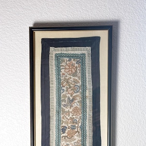 Antique Chinese Embroidery Panel – Framed Silk Textile Art – Birds & Flowers – Qing Style