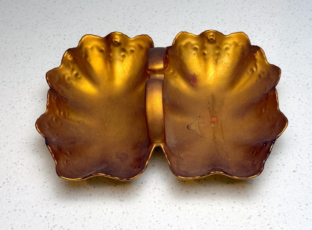 Antique Stouffer Hand Painted Gold Double Shell Dish, MZ Czechoslovakia ...