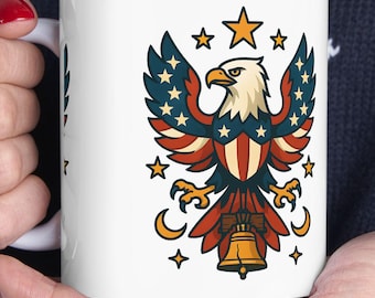 Koffiemok American Eagle - patriottisch ontwerp met sterren en strepen