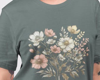 Boho Wildflower Graphic Tee: Comfort Colors 100% Cotton T-Shirt