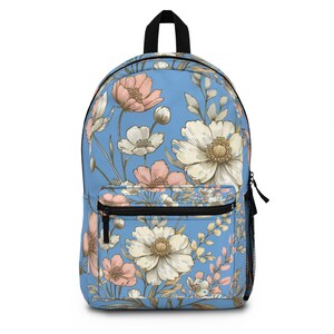 Boho Floral Backpack: Polyester School Bag for Students