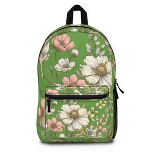 Boho Floral Backpack: Polyester School Bag for Students