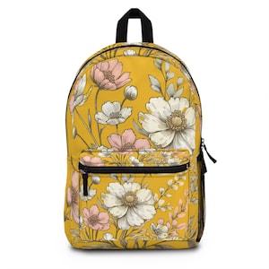 Boho Floral Backpack: Polyester School Bag for Students
