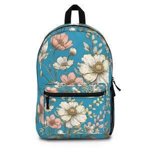 Boho Floral Backpack: Polyester School Bag for Students