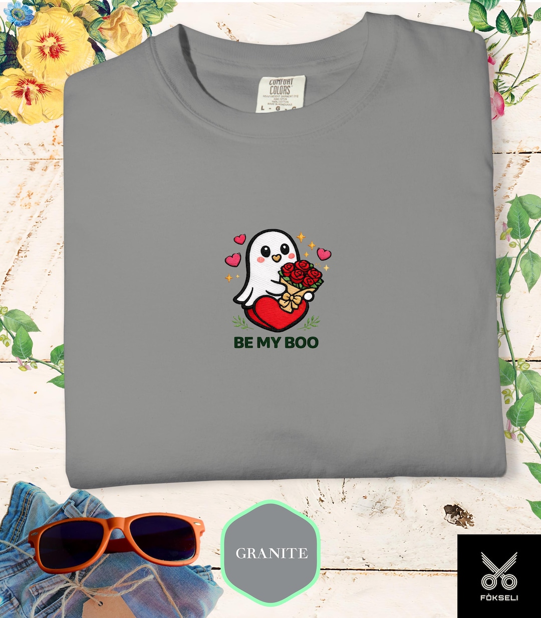 Be My Boo Embroidered T-shirt: Comfort Colors 1717 T-shirt, Quirky Love ...