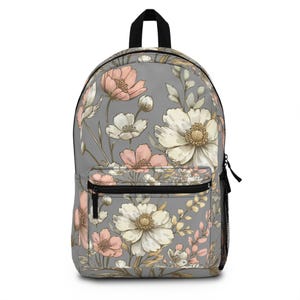 Boho Floral Backpack: Polyester School Bag for Students