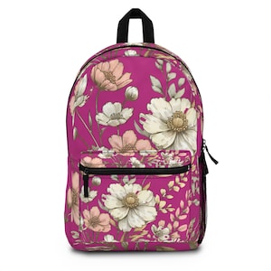 Boho Floral Backpack: Polyester School Bag for Students
