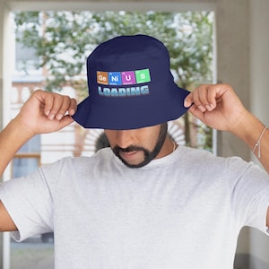 Genius Loading Embroidered Bucket Hat: Fun Cotton Twill Sun Hat