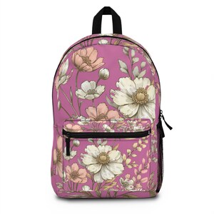 Boho Floral Backpack: Polyester School Bag for Students