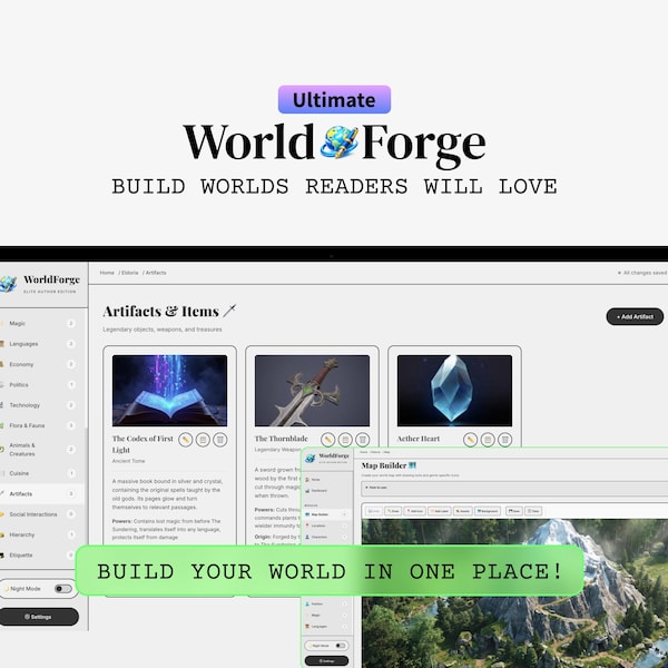 Fantasy World Building Templates, Map Maker & Novel Organizer for Writers, Digital Worksheets