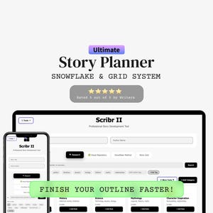 PWA Writing App: Snowflake Method-arbetsblad för författare, utskrivbara berättelseplanerare