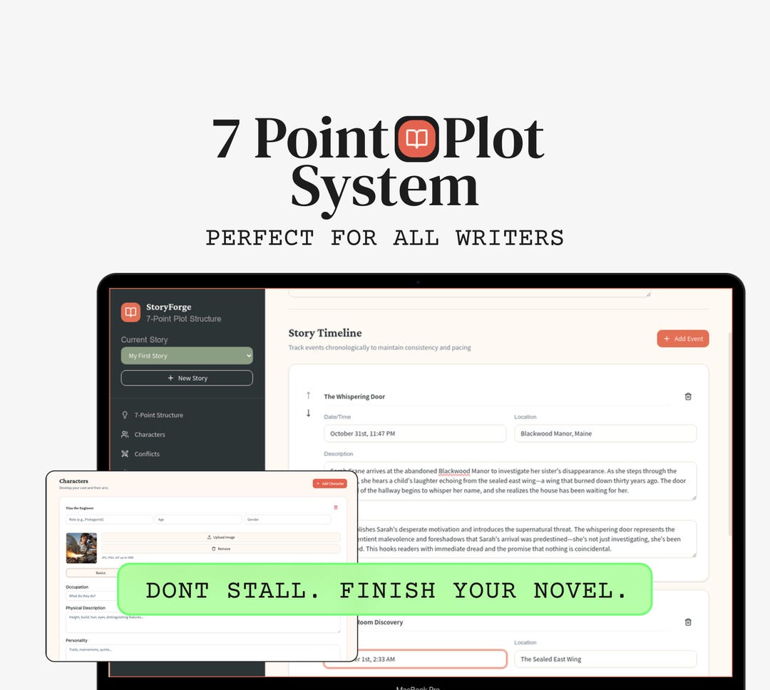 7 Point Plot System: Outlining Novel Template for Writers (digital ...