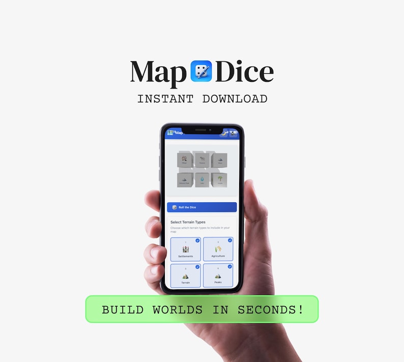 Digital Map Generator Dice, World Building Tool, RPG Accessory (instant ...