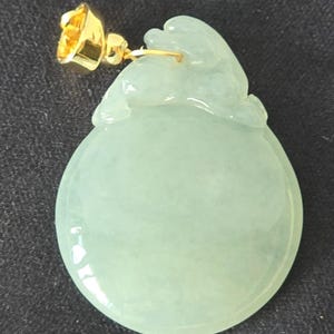 Jadeite Jade Pi Xiu On A Circle Pendant - Translucence Light Blue
