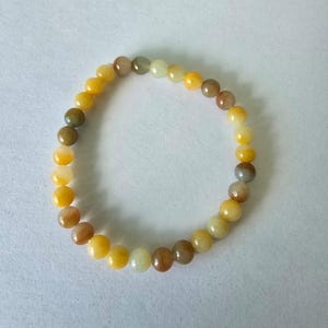 Natürliche Jadeit Jade Perlen Armband - Durchscheinend Gelb und Hellrot