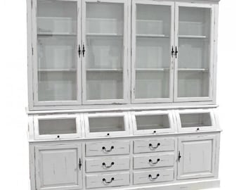 Maison Lafitte Showcase Cabinet: Distressed White Poplar Bookcase