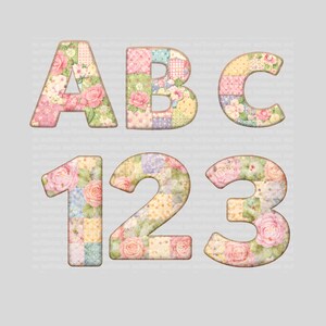 Letras de patchwork, letras florales, letras de garabatos, patchwork PNG, letras y números de patchwork Grandmillennial