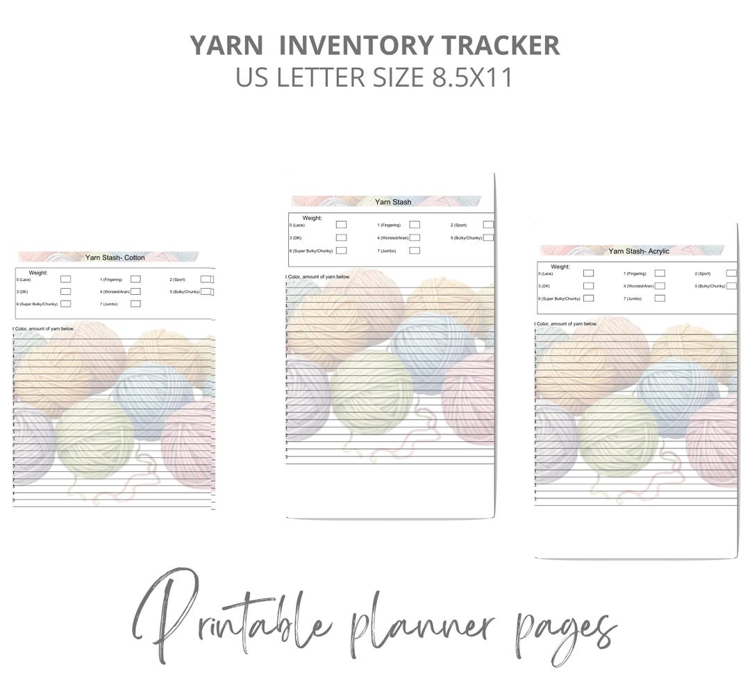 Yarn Inventory Inventory Tracker, Yarn Inventory Sheets, Crochet Tracker, Yarn Stash ...