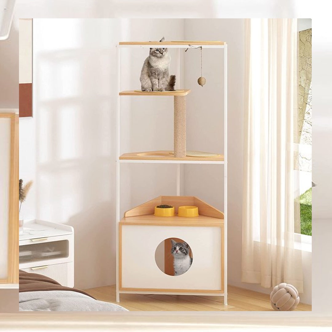 Corner Cat Tree 4tier Cat Tree for Corner Cat Tree Tower Etsy