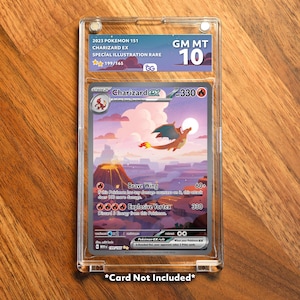 Charizard 151 coque graduée Pokémon à cadre allongé | Présentoir de dalles personnalisé pour votre Pokémon préféré | Protection de qualité collector