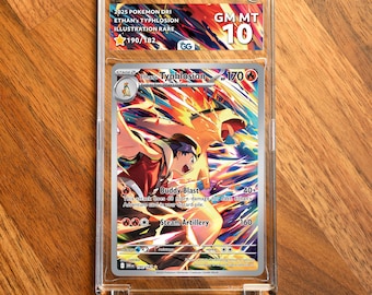 Ethan's Typhlosion DRI Extended Frame Pokémon Graded Case | Custom Slab Display for Your Favorite Pokémon | Collector Grade Protection