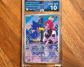Team Rocket's Murkrow DRI Extended Frame Pokémon Graded Case | Custom Slab Display for Your Favorite Pokémon | Collector Grade Protection