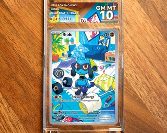 Riolu SVI Extended Frame Pokémon Graded Case | Custom Slab Display for Your Favorite Pokémon | Collector Grade Protection