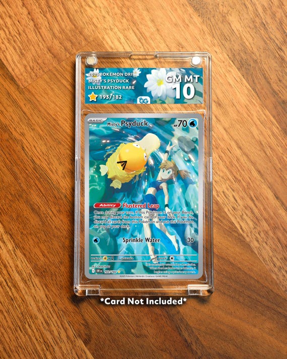 graded psyduck card Misty's Psyduck DRI Extended Frame Pokémon Graded Case | Custom Slab  Display for Your Favorite Pokémon | Collector Grade Protection