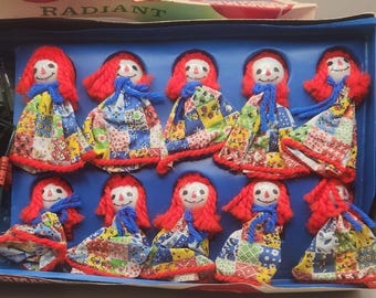 Vintage Radiant Rag Dolls Christmas Halloween Lights 10 Rag Dolls WORKING