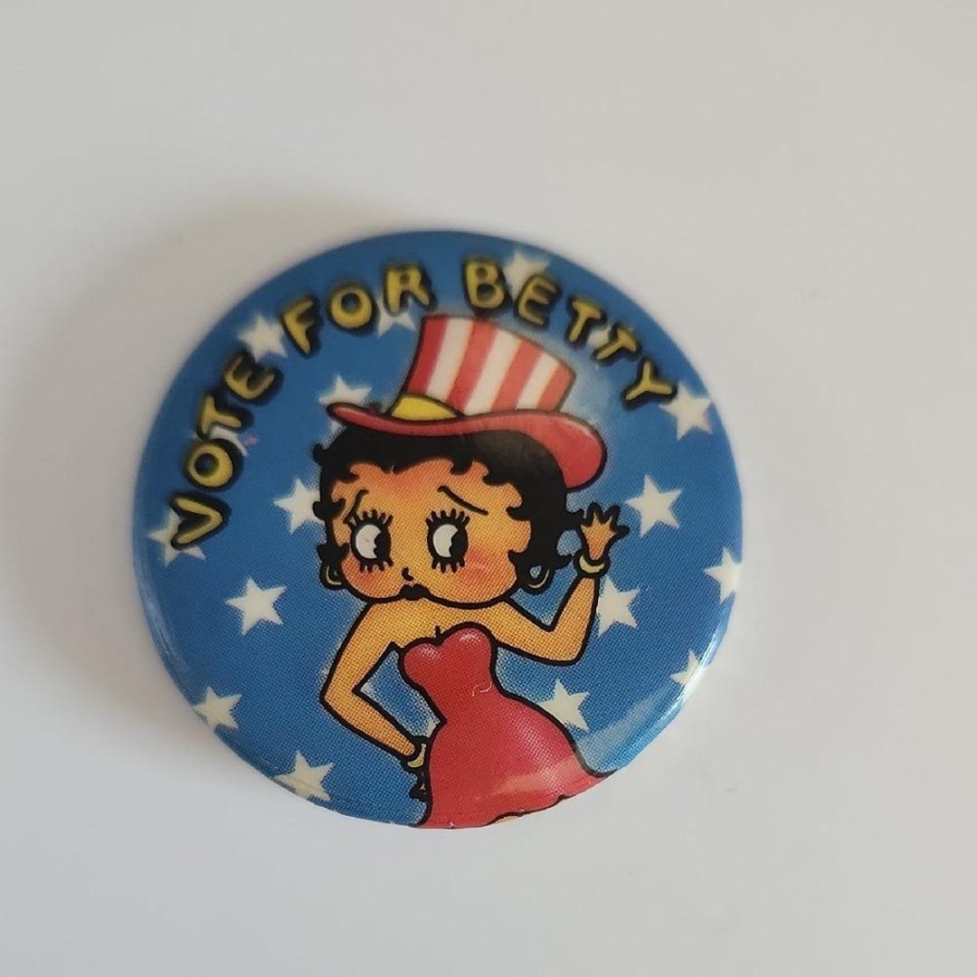 Vintage 1980 Vote for Betty Boop Button Pin King Features Lisa Frank ...