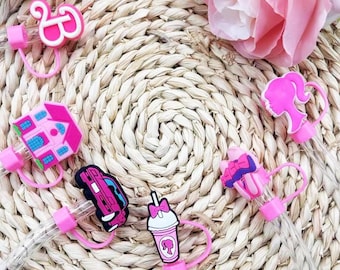 Barbie roze rietjestoppers, Stanley Cup-accessoires, feestartikelen (6 stuks)