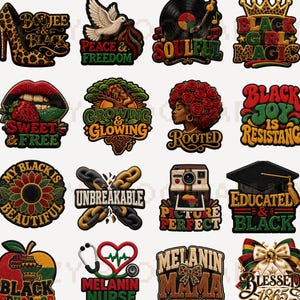 God Goals Melanin PNG, 3D Faux Embroidery Cross Patch, Black History Sublimation File