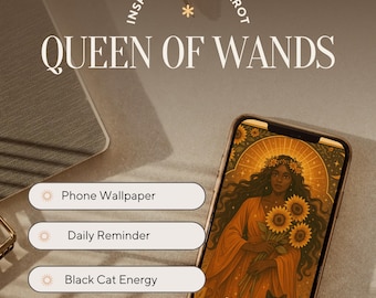 Magnetic Witch Digital Wallpaper: Sunflower Queen Tarot Art Backgrounds