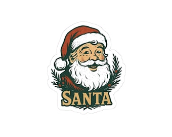 Vintage Weihnachtsmann Kopf Aufkleber | Kiss-Cut-Aufkleber