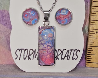 Stainless steel jewellery set red white blue