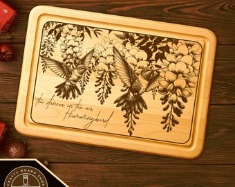 Hummingbird Cutting Board SVG File for Laser Engraving (Digital Download)